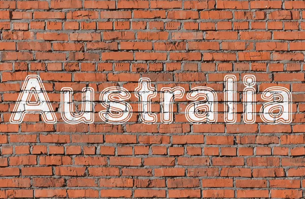 澳大利亚 无缝砖墙上的铭文 — 图库照片