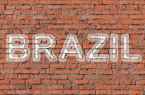 Brésil Inscription Sur Mur Briques Sans Soudure — Photo