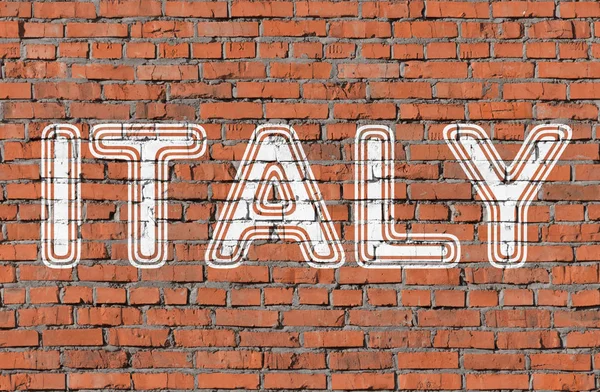 Italien Inschrift Auf Der Nahtlosen Ziegelmauer — Stockfoto