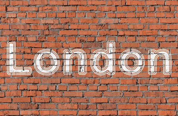 London Inschrift Auf Der Nahtlosen Ziegelmauer — Stockfoto