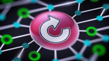 Simgeyi yineleyin. Devre kartı ekranda. Codec Prores 4444 ile döngü görüntüleri.