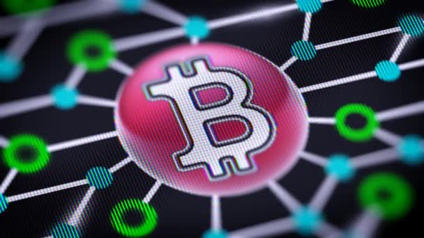 Bitcoin Pictogram Printplaat Het Scherm Looping Footage Met Codec Prores — Stockvideo