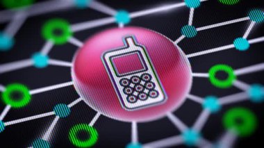 Mobil simge. Devre kartı ekranda. Codec Prores 4444 ile döngü görüntüleri.