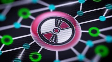 Disk simgesi. Devre kartı ekranda. Codec Prores 4444 ile döngü görüntüleri.