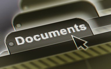 Bilgisayar ekranında belgeler klasör yazıt