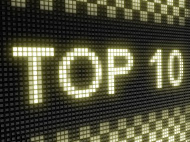 En iyi 10. Büyük pikselli bir ışık tahtasında parlak yazıt.