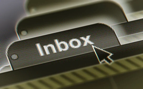 Inbox Folder Inscription Computer Screen — Stock Photo, Image