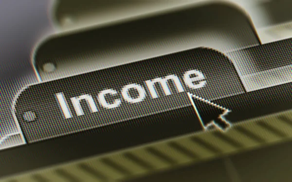 Income Folder Inscription Computer Screen — Stock Photo, Image