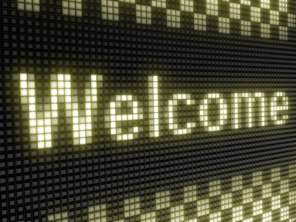 Welcome Bright Inscription Light Board Big Pixel — Stock Photo, Image