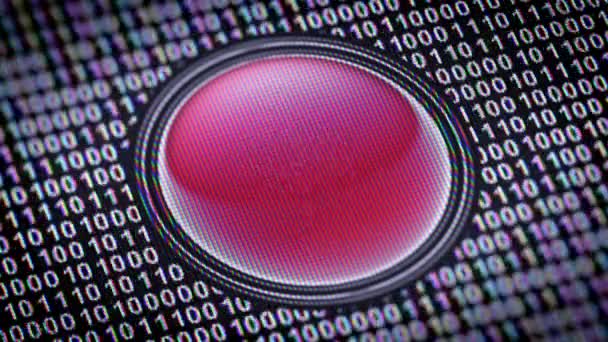 Imagens Botão Vermelho Com Sinal Homem Código Binário Redor — Vídeo de Stock