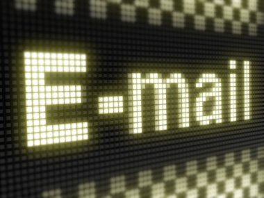 E-posta, koyu led kart üzerinde ışıklı pikselli işareti