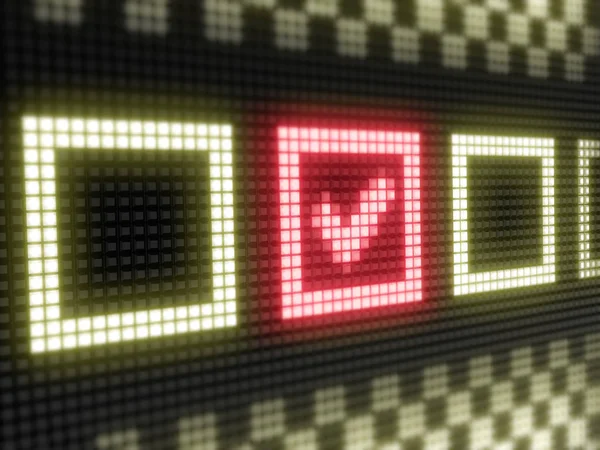 Checkbox Lighted Pixelated Sign Dark Led Board — Stock Photo, Image