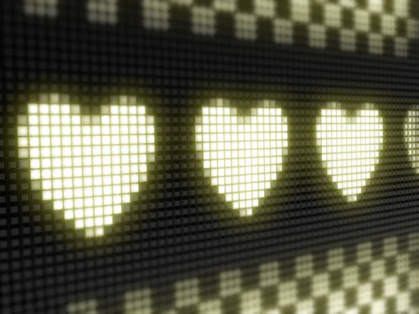 Heart Icon Lighted Pixelated Sign Dark Led Board — Stock Photo, Image