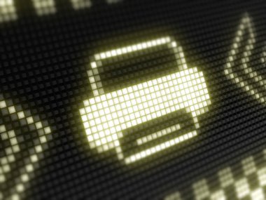 Dijital ekranda yazıcı simgesi.