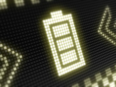 Dijital ekranda pil simgesi. 