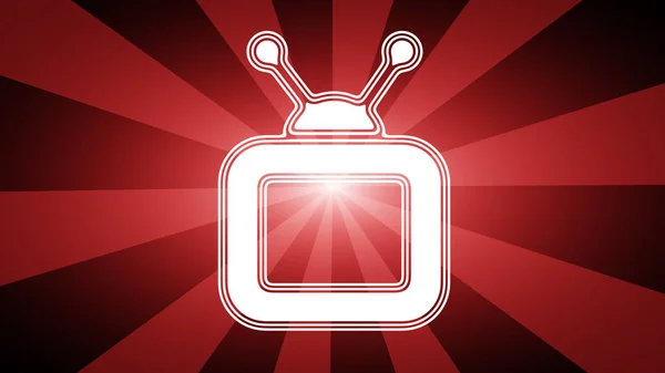 赤い背景のテレビアイコン — ストック写真