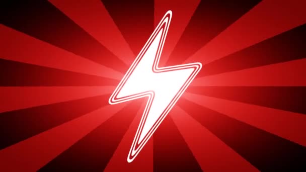 Ladungssymbol Auf Rotem Abstrakten Hintergrund Mit Strahlen Looping Material Mit — Stockvideo