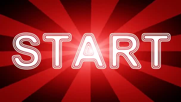 Ikona Start Czerwonym Tle Abstrakcyjne Promieni Pętla Materiału Filmowego Technologią — Wideo stockowe