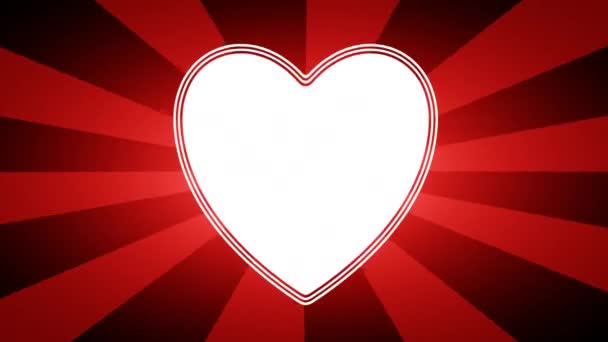 Icono Del Corazón Fondo Abstracto Rojo Con Rayos Grabación Bucle — Vídeos de Stock