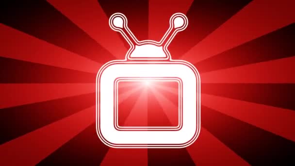 Телевізор Іконка Червоному Абстрактному Фоні Променями Кадри Циклу Prores 4444 — стокове відео
