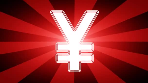Значок Иены Красном Абстрактном Фоне Лучами Зацикленная Съемка Разрешением 4444 — стоковое видео