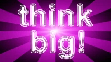 Büyük düşün! ışınları ile kırmızı soyut arka plan simgesi. Prores 4444 ve 4k çözünürlüğe sahip döngü görüntüleri.