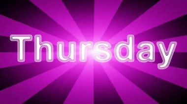 Işınlar ile kırmızı soyut arka plan Perşembe simgesi. Prores 4444 ve 4k çözünürlüğe sahip döngü görüntüleri.