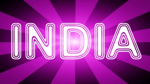 Icono India Fondo Abstracto Rojo Con Rayos Grabación Bucle Con — Vídeos de Stock