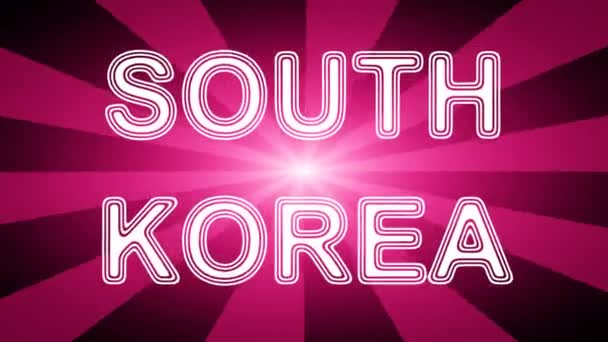 Zuid Korea Pictogram Rode Abstracte Achtergrond Met Stralen Looping Footage — Stockvideo