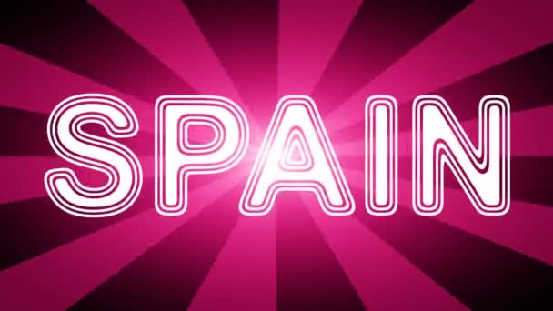 Spanien Ikon Röd Abstrakt Bakgrund Med Strålar Looping Footage Med — Stockvideo