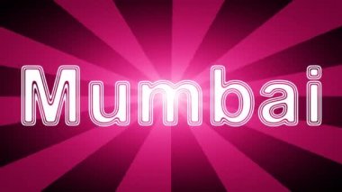 ışınları ile kırmızı soyut arka plan Mumbai simgesi. Prores 4444 ve 4k çözünürlüğe sahip döngü görüntüleri. 