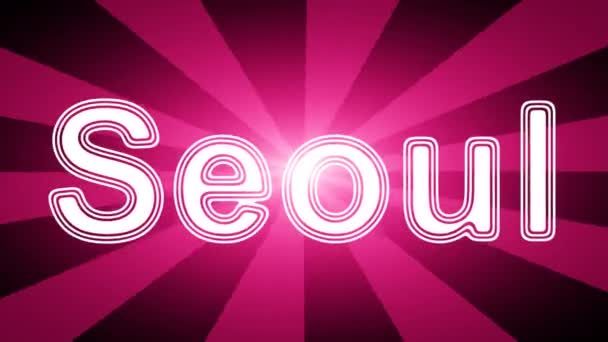 Seoul Icoon Rode Abstracte Achtergrond Met Stralen Looping Footage Met — Stockvideo