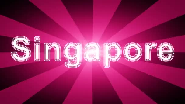 Icona Singapore Sfondo Astratto Rosso Con Raggi Filmati Loop Con — Video Stock