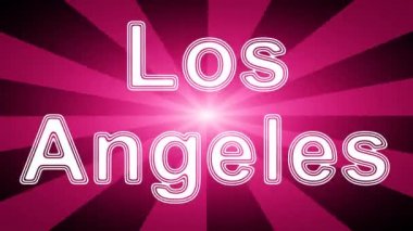 Işınlar ile kırmızı soyut arka plan Los Angeles simgesi. Prores 4444 ve 4k çözünürlüğe sahip döngü görüntüleri.