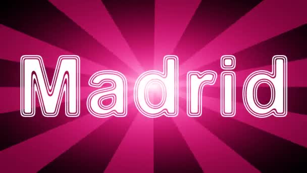 Мадридская Икона Красном Абстрактном Фоне Лучами Зацикленная Съемка Разрешением 4444 — стоковое видео