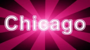 Işınlar ile kırmızı soyut arka plan Chicago simgesi. Prores 4444 ve 4k çözünürlüğe sahip döngü görüntüleri.