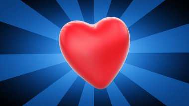 Mavi çizgili arka planda kalp. 3d İllüstrasyon.