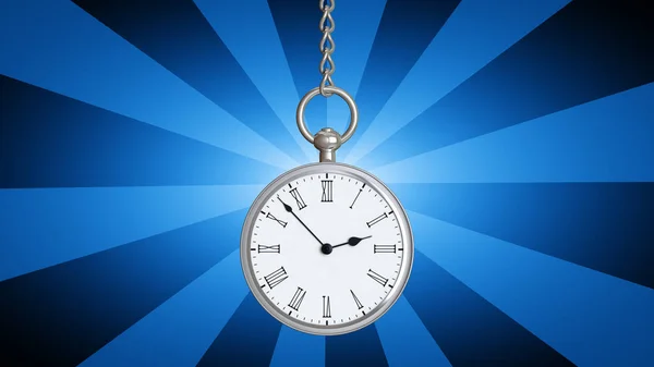 Reloj Bolsillo Fondo Rayado Azul Ilustración —  Fotos de Stock