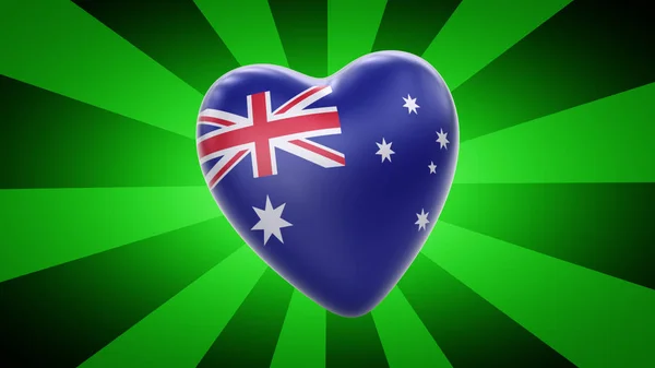 澳大利亚国旗在绿色条纹背景 — 图库照片
