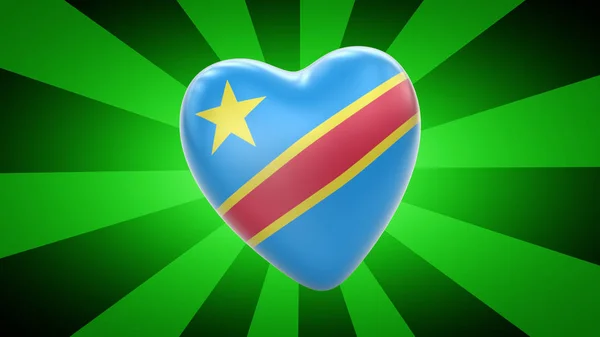 緑の背景にコンゴ民主共和国の旗 3Dイラスト — ストック写真