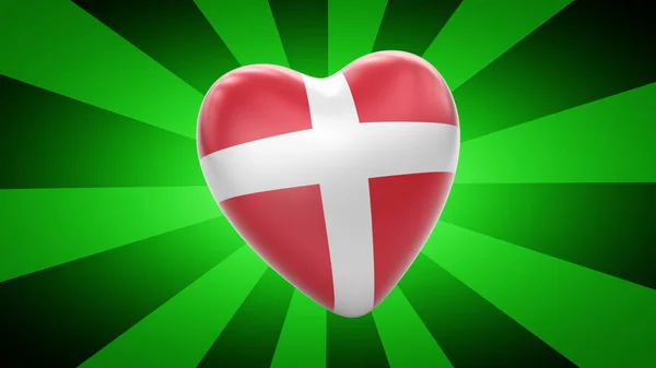 Danmarks Flagga Grön Randig Bakgrund Illustration — Stockfoto
