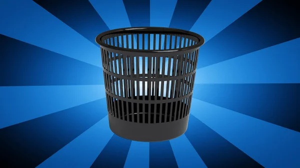 Waste Basket in blue striped background. 3D Illustration.