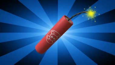 mavi çizgili arka plan üzerinde patlayıcılar, 3d video