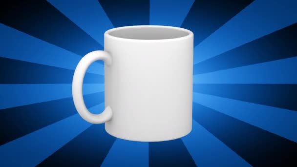 Empty Cup Blue Striped Background Video — Stock Video