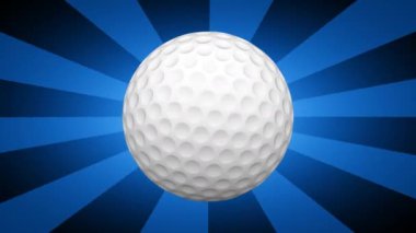 mavi çizgili arka plan üzerinde golf topu, 3d video