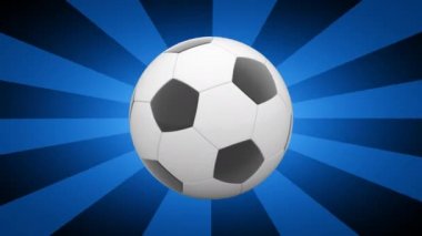 mavi çizgili arka plan üzerinde futbol topu, 3d video