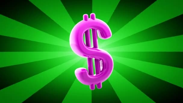 Δολάριο Εικονίδιο Πράσινο Φόντο — Αρχείο Βίντεο