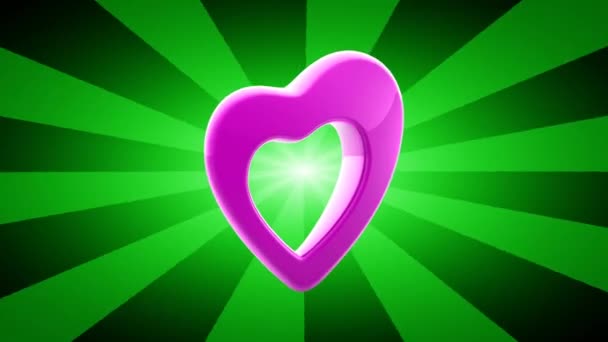 Ikona Srdce Zeleném Pozadí — Stock video