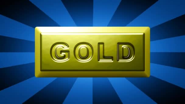 Oro Sobre Fondo Rayado Azul Vídeo — Vídeo de stock