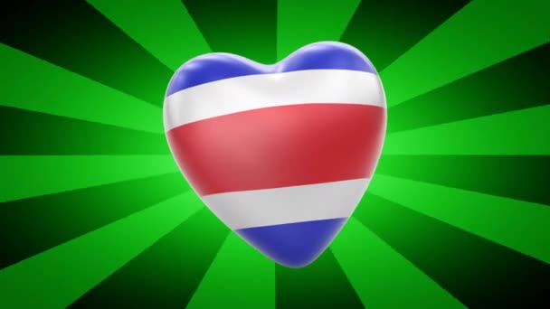 Costa Ricas Fahne Herzform — Stockvideo